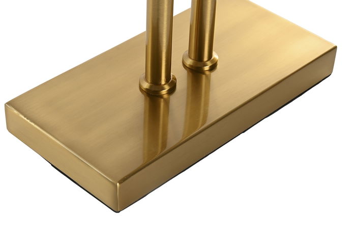 DKD Home Decor Lámpara de Sobremesa Moderna con 2 Pantallas, Color Dorado y Crudo, Incluye Bombillas E27, Dimensiones 16 x 100 x 35 cm