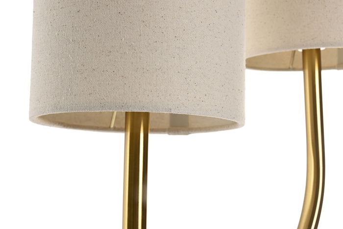 DKD Home Decor Lámpara de Sobremesa Moderna con 2 Pantallas, Color Dorado y Crudo, Incluye Bombillas E27, Dimensiones 16 x 100 x 35 cm