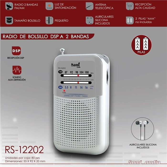 SAMI Radio sami 2 bandas mini recepción hq con auricular