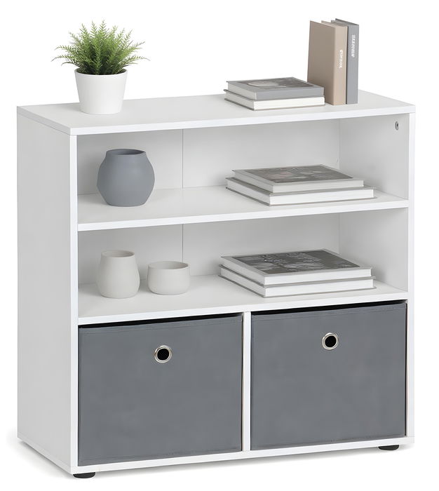 Inde Estantería 3 Niveles con 2 Cajones, 60 cm de Ancho x 30 cm de Fondo x 60 cm de Alto, Tablero de 12 mm