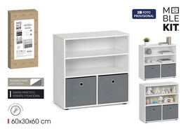 Inde Estantería 3 Niveles con 2 Cajones, 60 cm de Ancho x 30 cm de Fondo x 60 cm de Alto, Tablero de 12 mm