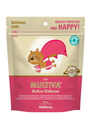 Vetnova Multiva Active Defense - Complemento en Chews para Gato - 45 unidades - Apoyo Inmunológico, Piel y Pelo