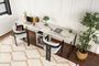 Nordure Escritorio de Estudio Doble Freesia Marble, Negro - 240cm Ancho x 74cm Alto x 60cm Profundo