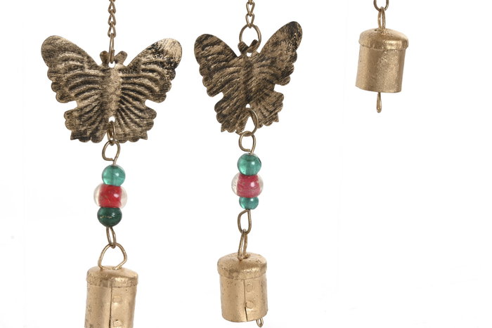 DKD Home Decor Decoración Colgante de Hierro Mariposas Dorado Envejecido