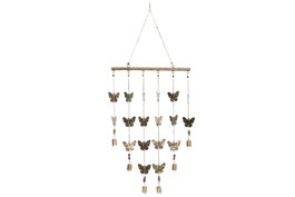 DKD Home Decor Decoración Colgante de Hierro Mariposas Dorado Envejecido