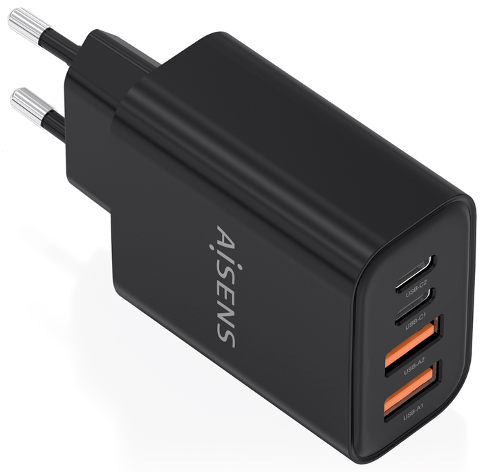 Aisens Cargador GaN 32W con 2xUSB-C y 2xUSB-A Negro A110-1028
