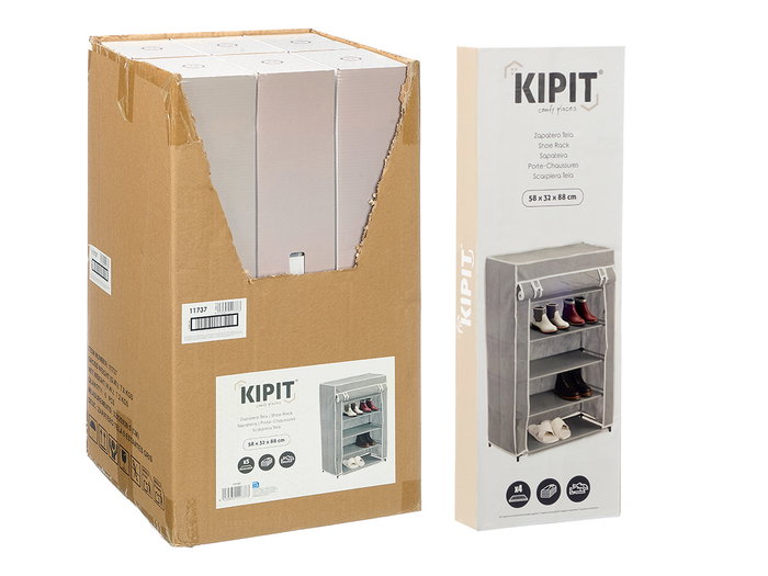 Kipit Zapatero de Tela Gris con 5 Estantes 57 x 14 x 10 cm (Set de 6)