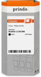 Prindo Classic Cartucho de tinta negro compatible con Brother LC421BK