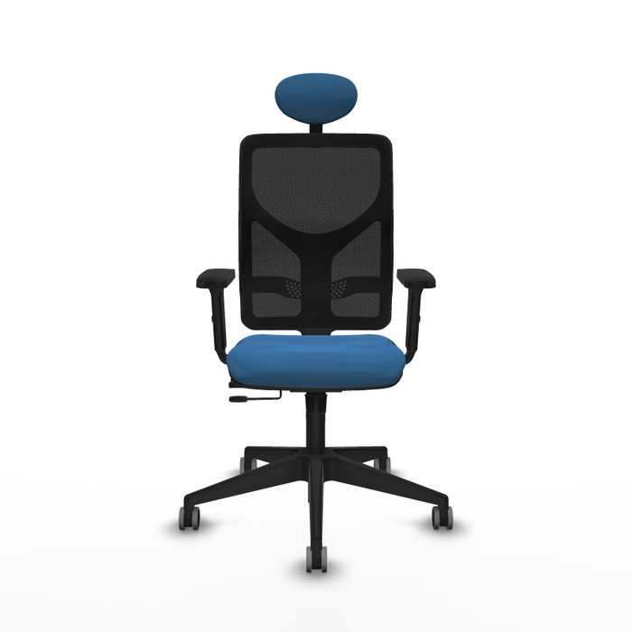 PIQUERAS Y CRESPO Silla de oficina Motilla con mecanismo Sincro/Traslack, Azul claro y Negro