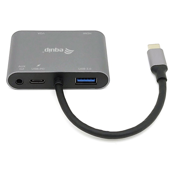 Equip Adaptador USB-C 5 en 1 con HDMI 4K, VGA, USB 3.0 y Carga 100W