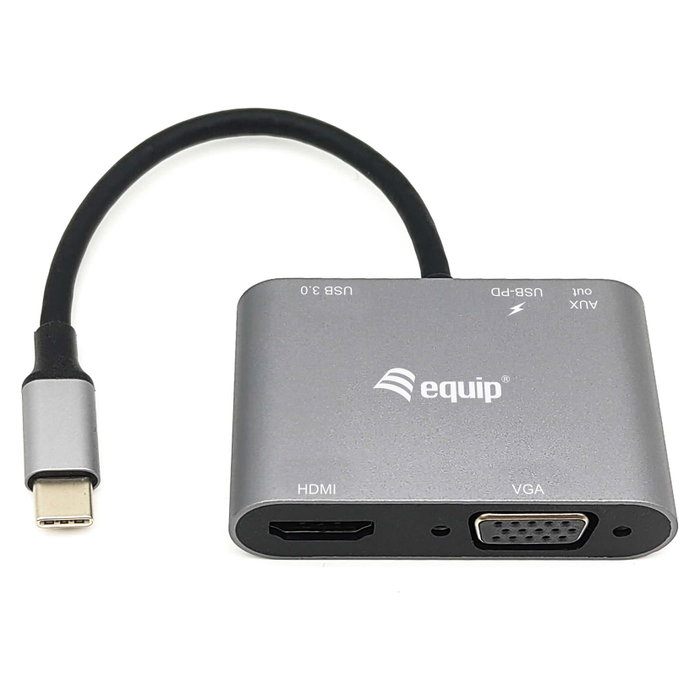 Equip Adaptador USB-C 5 en 1 con HDMI 4K, VGA, USB 3.0 y Carga 100W