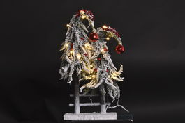 DKD Home Decor Árbol Navidad Tradicional Blanco Rosa PVC LED 23 x 45 x 10 cm (2 Unidades)