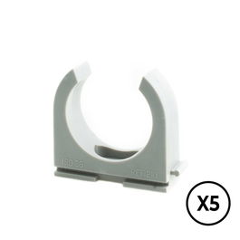 Tupersa Soporte a presión LH Ø 25 mm Gris para tubo rígido de PVC | 5 unidades