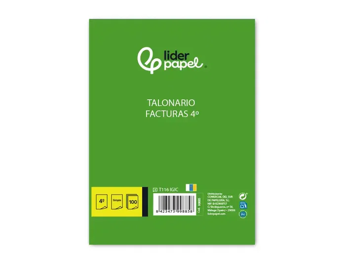 Liderpapel Talonario de Facturas Cuarto Original T116 con I.G.I.C. Liderpapel Talonario de Facturas Cuarto Original T116 con I.G.I.C.