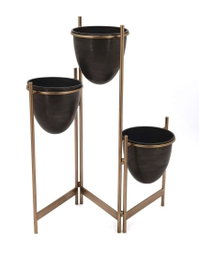 DKD Home Decor Macetero de Metal Dorado 30x21x80 cm
