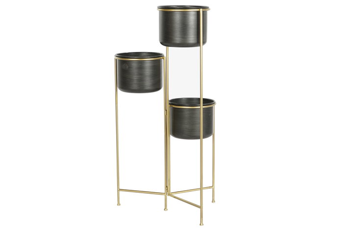 DKD Home Decor Macetero Glam Dorado Negro 21 x 80 x 30 cm