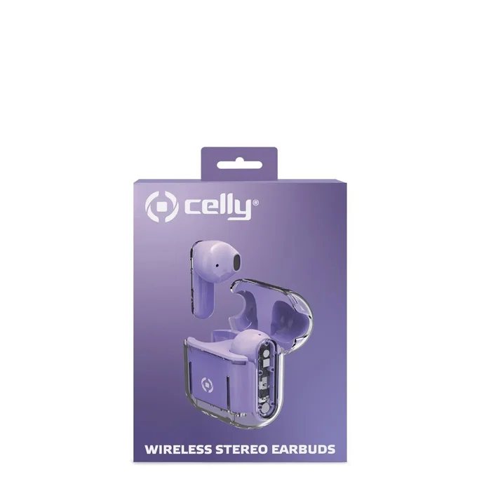 Celly SHEER Auriculares True Wireless Stereo Transparente, Violeta