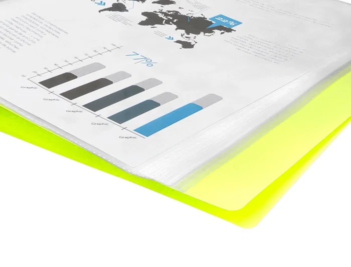 Liderpapel Carpeta Escaparate 80 Fundas Polipropileno DIN A4 Amarillo Fluor Opaco