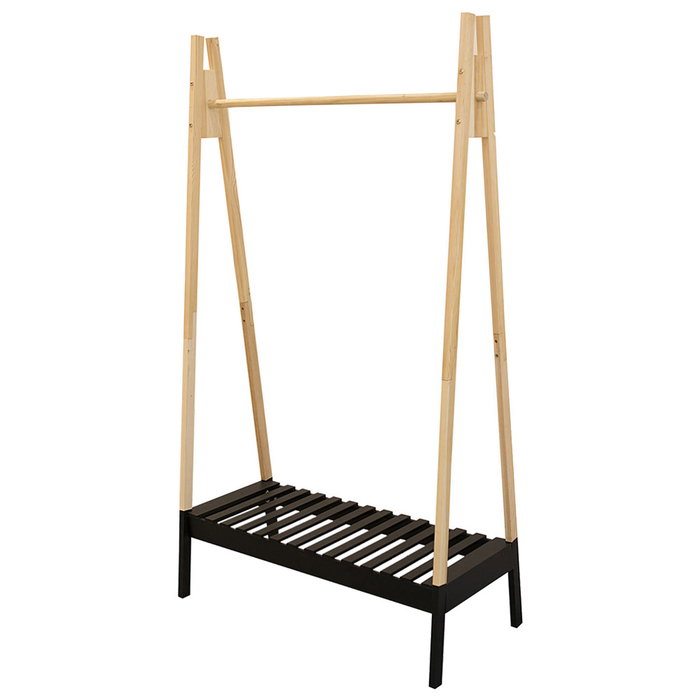 Home Deco Factory Perchero Barra con Zapatero Negro