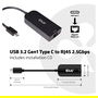 Club 3D Adaptador USB 3.2 Tipo C a RJ45 Gigabit Ethernet 2.5 Gb/s Negro y Azul, para Portátil, PC, Mac