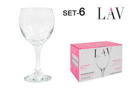 Lav Set de 6 Copas para Vino Tinto, Cristalería Misket, Capacidad 365 ml, Altura 17.5 cm (4 Cajas)