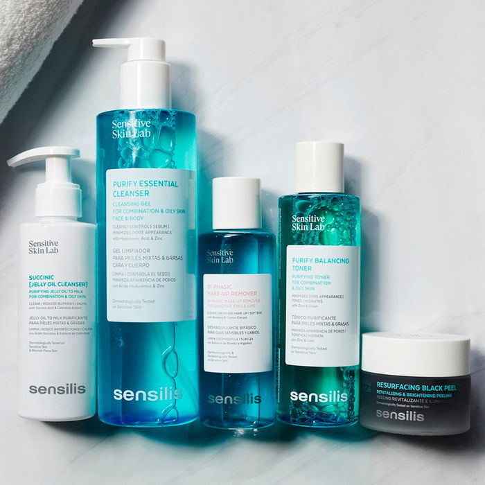 Sensilis SUCCINIC Gel en Aceite 150 ml | Limpiador Facial con Ácido Succínico para Piel Mixta, Grasa y con Tendencia Acnéica | Mejora Textura y Controla Grasa