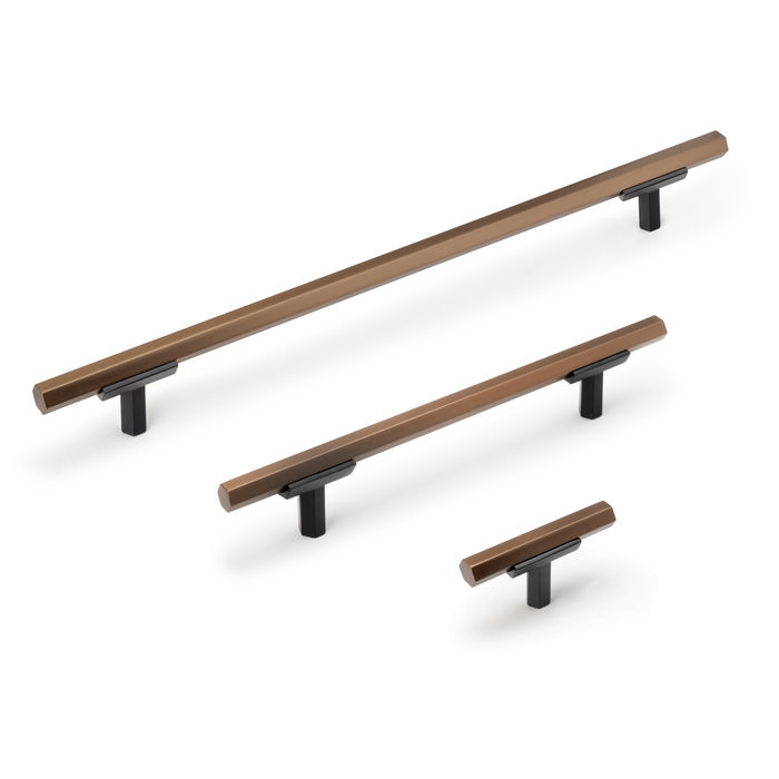 Emuca Lote de 5 tiradores para mueble Riad, L168mm, intereje 128mm, Aluminio, Bronce