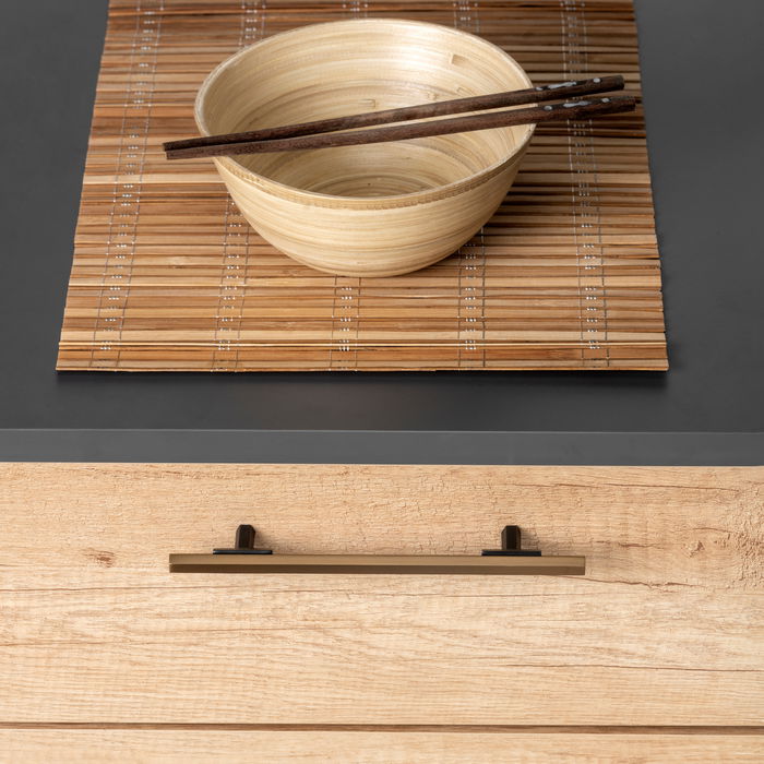 Emuca Lote de 5 tiradores para mueble Riad, L168mm, intereje 128mm, Aluminio, Bronce