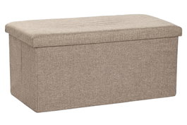 DKD Home Decor Caja de Almacenaje Otomano Beige Plegable