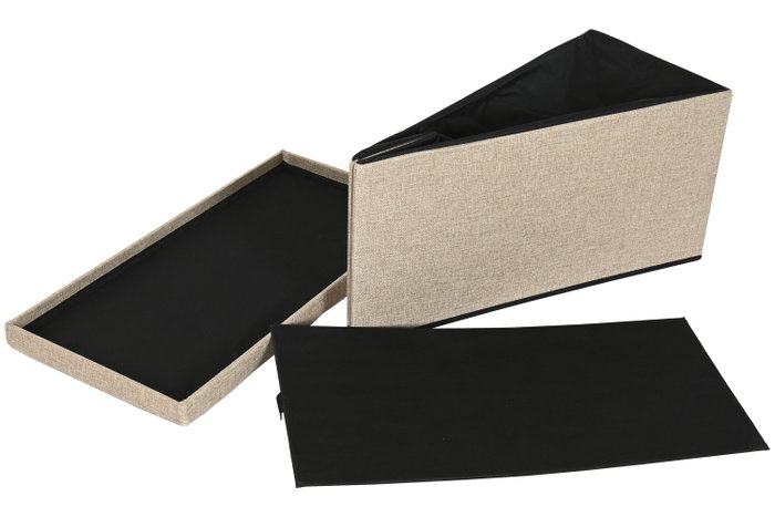 DKD Home Decor Caja de Almacenaje Otomano Beige Plegable DKD Home Decor Caja de Almacenaje Otomano Beige Plegable
