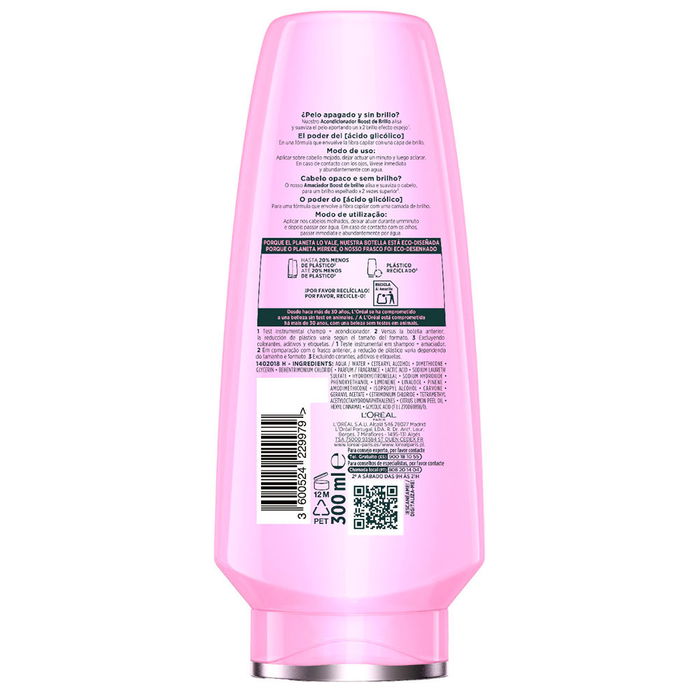 L'Oréal Paris ELVIVE GLYCOLIC GLOSS Acondicionador 300 ml Brillo Duradero