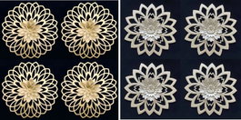 DKD Home Decor Set de 4 Piezas de Decoración de Pared en Dorado y Champán