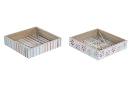 DKD Home Decor Servilletero MDF y Metal Casablanca 2022 Surtido de 2