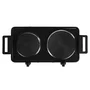 Orbegozo PE2855 Placa Eléctrica de Encimera, 2 Zonas (155mm 1000W y 185mm 1500W), Negro - Cocina Eléctrica Portátil con Termostatos y Asas Plegables