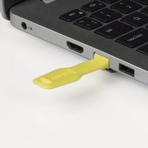 LINDY 47900 Bloqueador de Puerto con Llave de Seguridad RJ-45, Material ABS, Color Amarillo, 10 Piezas
