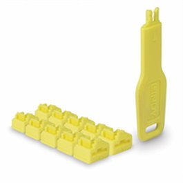 Lindy 47900 Bloqueador de puerto RJ-45 con clave, 10 piezas, Amarillo