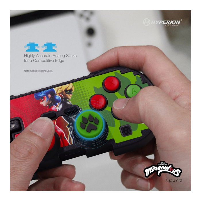 HYPERKIN Gamepad Inalámbrico Pixel Art para Nintendo Switch/Switch Lite/Switch OLED, Bluetooth, Color Verde y Rojo, Alcance 9 m