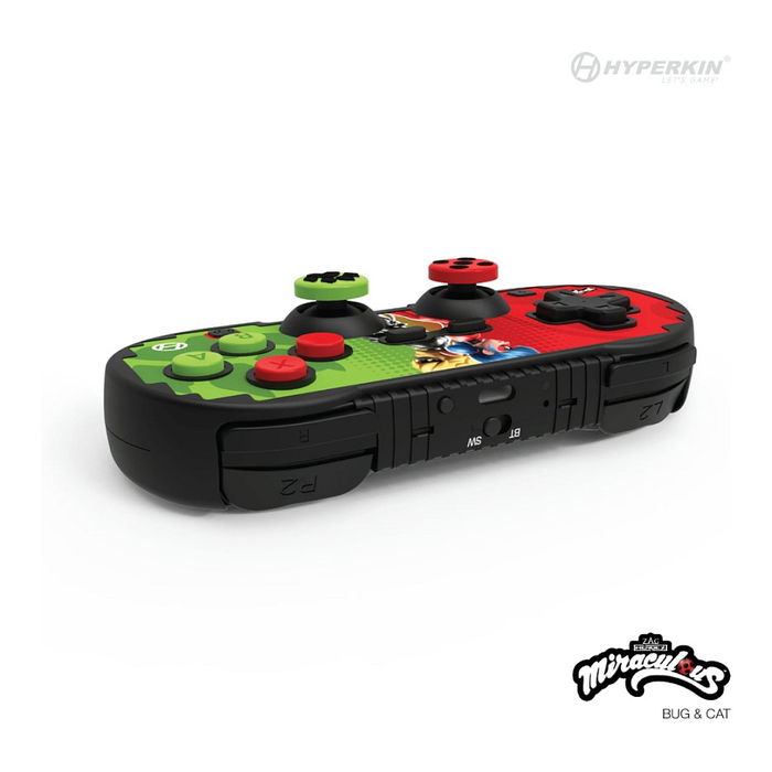 HYPERKIN Gamepad Inalámbrico Pixel Art para Nintendo Switch/Switch Lite/Switch OLED, Bluetooth, Color Verde y Rojo, Alcance 9 m