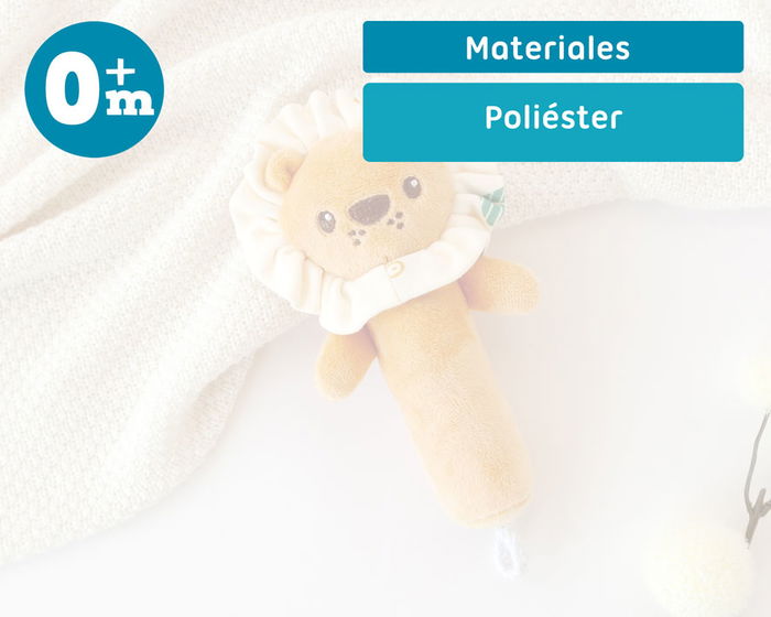 KioKids Sonajero Peluche León 18 cm Estimula Desarrollo Bebés +0 Meses Poliéster Suave