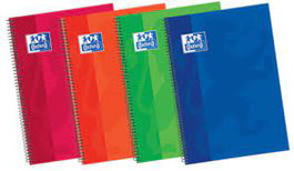 OXFORD Paquete de 5 blocs de cuaderno espiral con tapa extradura, 80 hojas y pauta 2,5 cm, colores surtidos