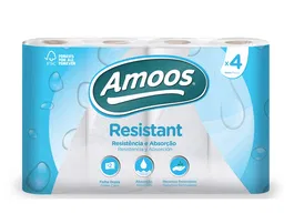 Amoos Papel de Cocina 2 Capas 42g/m² Rollo 100 mm Diámetro x 224 mm Alto Paquete 4 Rollos