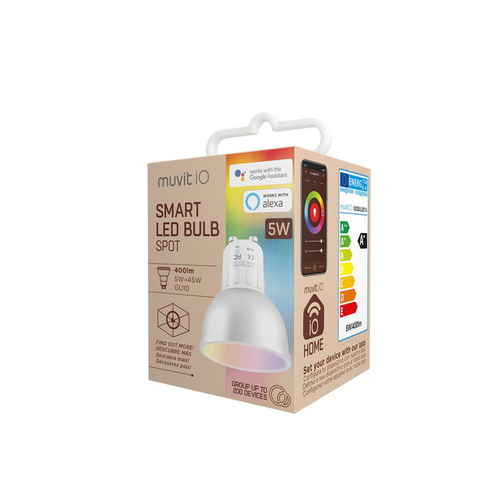 muvit iO bombilla inteligente GU10/5W/400lm RGB+Blancos D50*H56 muvit iO bombilla inteligente GU10/5W/400lm RGB+Blancos D50*H56
