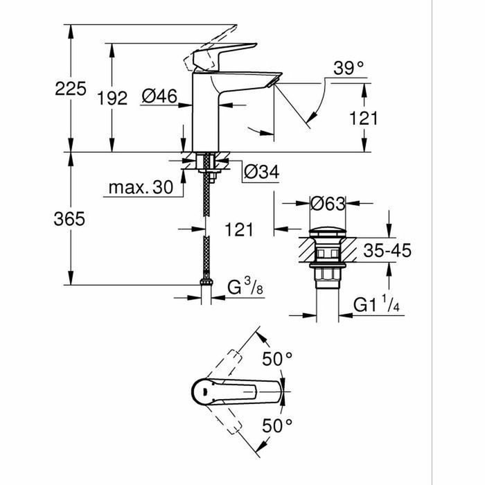 Grohe Mezclador monomando de lavabo Start 235752432 Negro mate