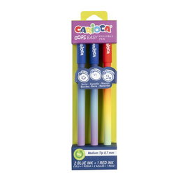 Boligrafo Carioca Oops Easy Borrable 0,7Mm Blister De 3 (2 Azul Y 1 Rojo)