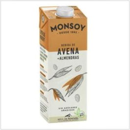 MONSOY Bebida Vegetal de Almendras con Avena Bio 1Lt (6 Unidades) - Alto en grasas insaturadas, bajo en sodio, con gluten.