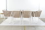 DKD Home Decor Mesa Comedor Terraza Y Jardin Beige Blanco 90 x 75 x 160 cm Set 7 Piezas Aluminio Poliester Cuerda Cristal
