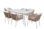 DKD Home Decor Conjunto de Comedor de 7 Piezas con Mesa de Cristal y 6 Sillas con Cojines