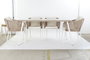DKD Home Decor Mesa Comedor Terraza Y Jardin Beige Blanco 90 x 75 x 160 cm Set 7 Piezas Aluminio Poliester Cuerda Cristal