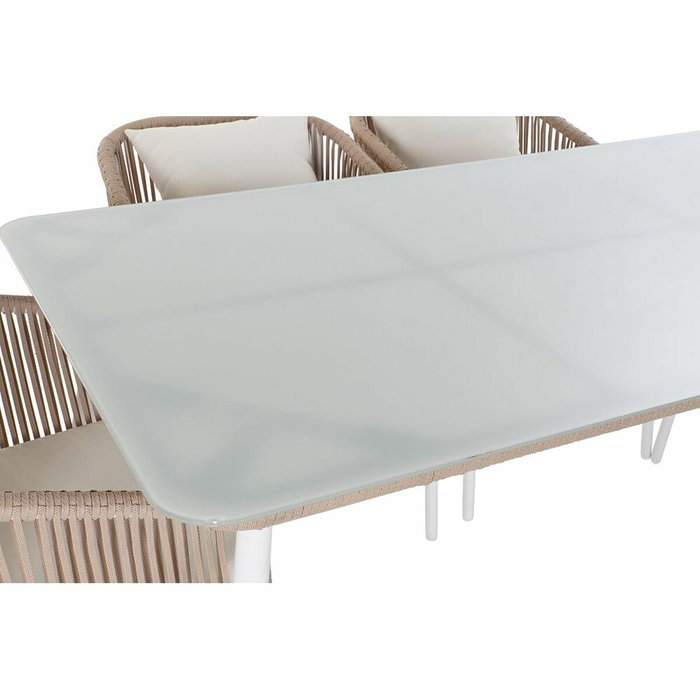 DKD Home Decor Conjunto de Comedor de 7 Piezas con Mesa de Cristal y 6 Sillas con Cojines DKD Home Decor Conjunto de Comedor de 7 Piezas con Mesa de Cristal y 6 Sillas con Cojines