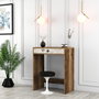 Hanah Home Lizbon Mesa de Maquillaje, Nogal, Blanco, Mármol